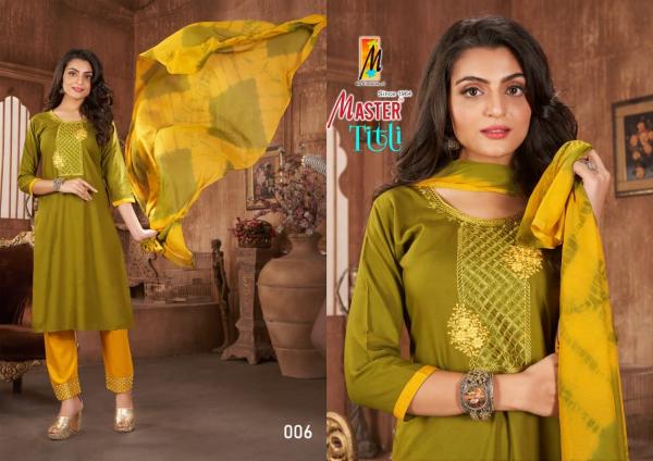 Master Titli Regular Wear Rayon Kurti Pant With Dupatta Collection